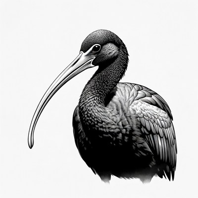 Black Glossy Ibis Illustration