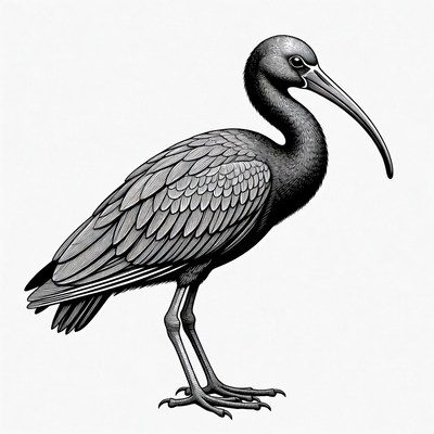 Black Ibis Bird Illustration