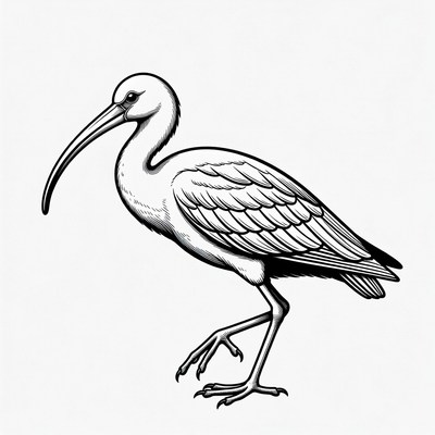 Ibis bird line art illustration