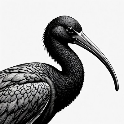 Black glossy ibis illustration