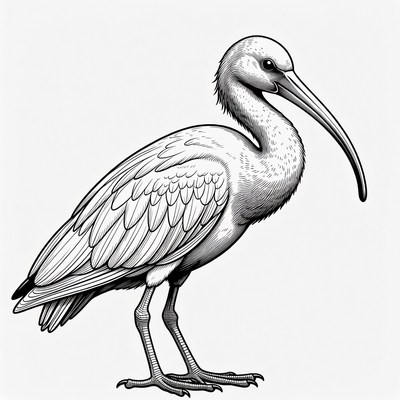 Ibis bird line art illustration