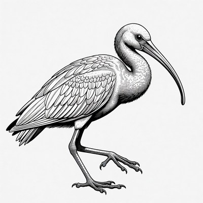 Ibis bird line art illustration