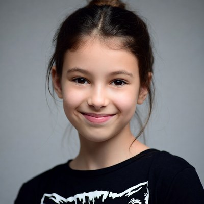 Smiling girl with bun hairstyle