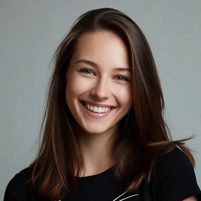 Smiling young woman with long brown hair