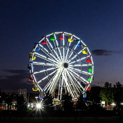Colorful Ferris Wheel at Night