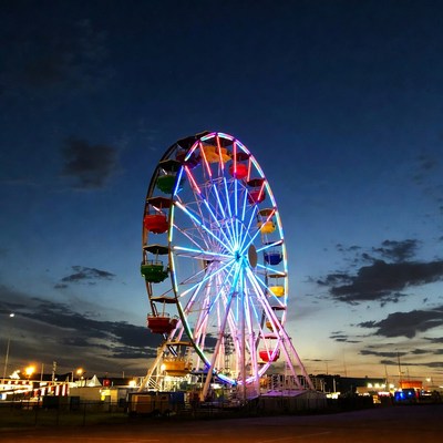Colorful Ferris Wheel at Night