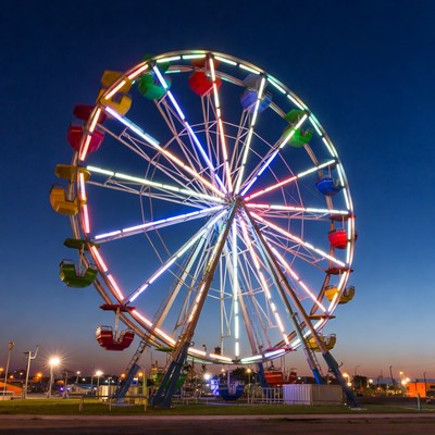 Colorful Ferris Wheel at Night