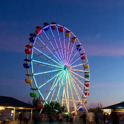 Lit Ferris Wheel at Night Carnival
