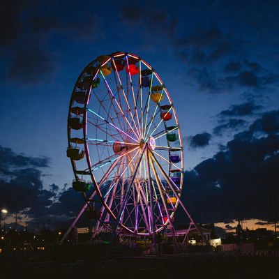 Colorful Ferris Wheel at Night