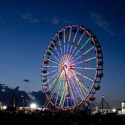 Colorful Ferris Wheel at Night Carnival