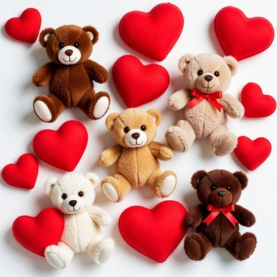 Teddy Bears and Red Hearts