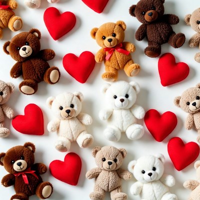 Teddy Bears and Red Hearts