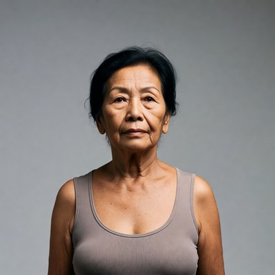 Asian elderly woman in tank top