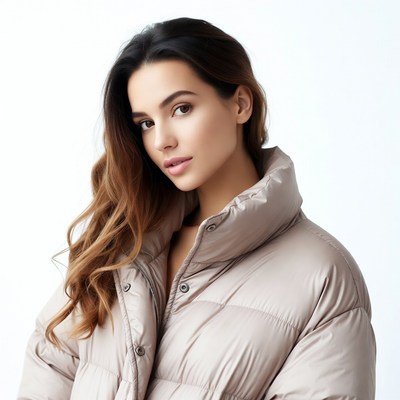 Woman in beige puffer jacket