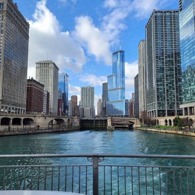 Chicago River Willis Tower Skyline