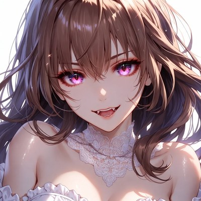 Anime girl smirking in lace dress