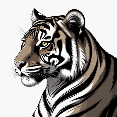 Tiger head profile illustration