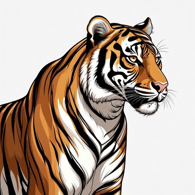 Tiger illustration on white background