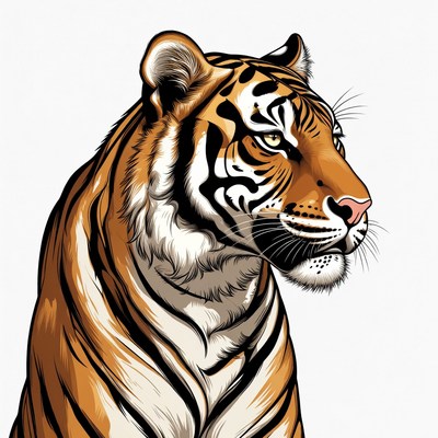 Tiger head profile illustration