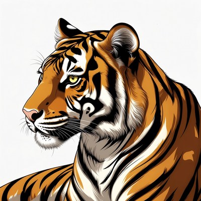 Tiger head profile illustration