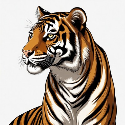 Tiger head profile illustration