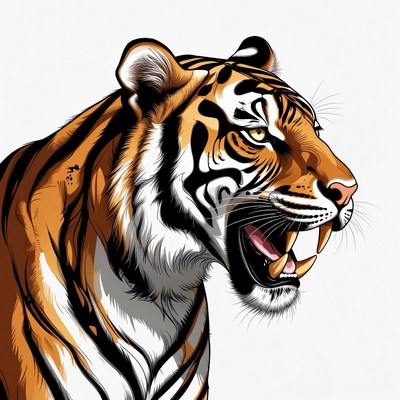 Roaring tiger head illustration