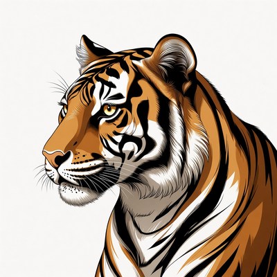 Tiger head profile illustration