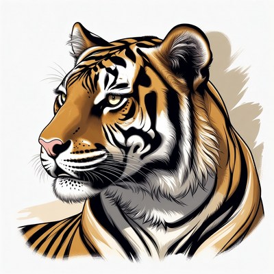 Tiger head profile illustration