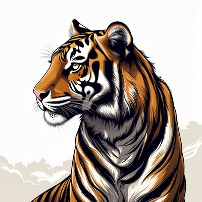 Tiger head profile illustration