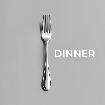 Silver Fork with Dinner Text