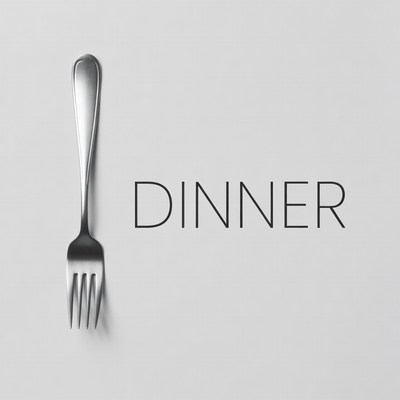 Silver Fork with Dinner Text