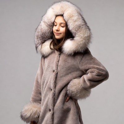 Girl in fur hooded coat