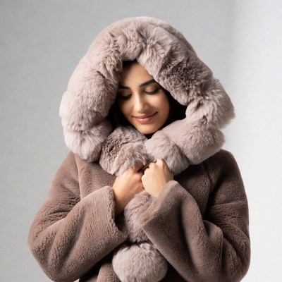 Woman in fur hooded coat