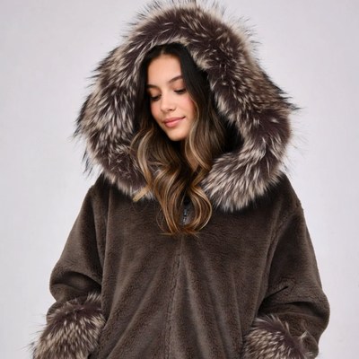 Woman in fur hooded jacket