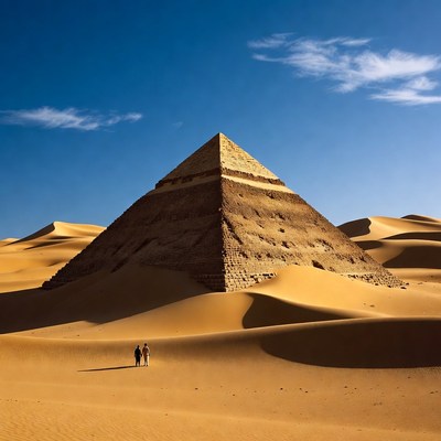 Couple standing before Great Pyramid