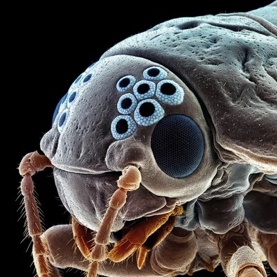Macro closeup of beetle compound eyes