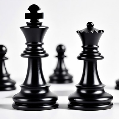 Black Chess King and Queen Pieces