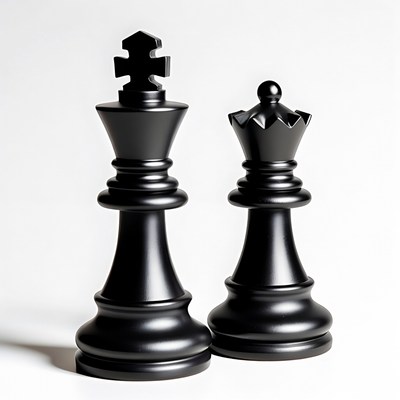 Black King and Queen Chess Pieces