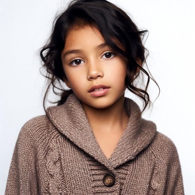 Young girl in brown hoodie