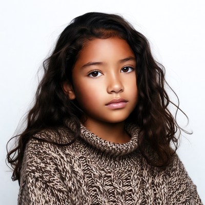 Young Asian girl in turtleneck sweater