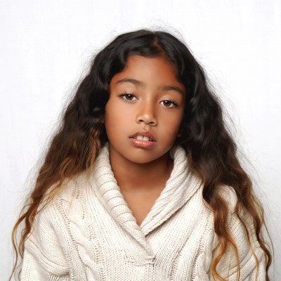 Young Black girl in white sweater