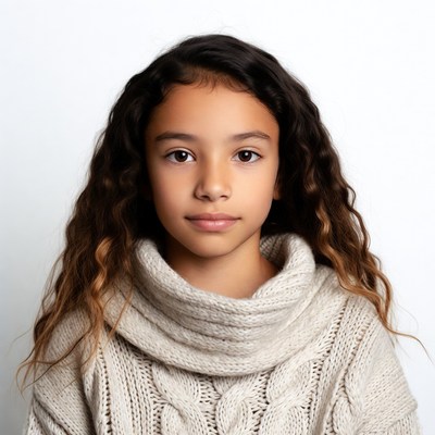 Young girl in turtleneck sweater