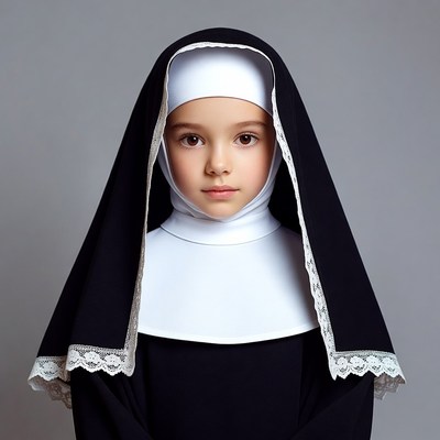 Young girl in nun habit