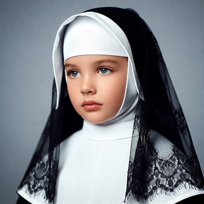 Young girl in nun habit