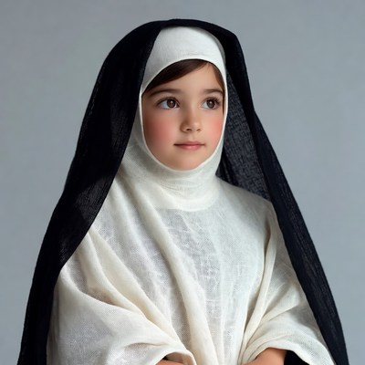 Young girl dressed as nun