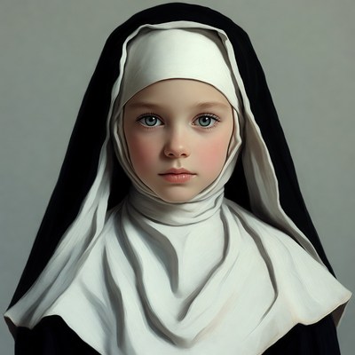 Young girl in nun habit