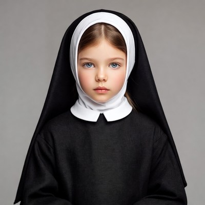 Young girl in nun habit