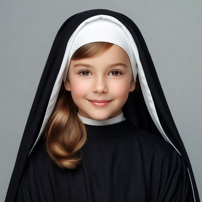 Young girl dressed as nun