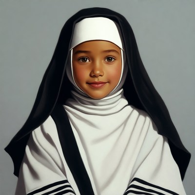 Young nun smiling in habit