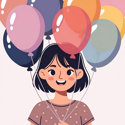 Girl holding colorful balloons